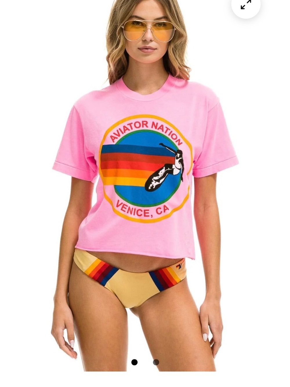Aviator Nation SIGNATURE VENICE CA BOYFRIEND TEE - NEON PINK 
Size L used good